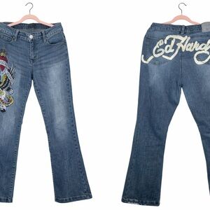 Ed Hardy Women's Boot Cut Jeans with Graphic Design